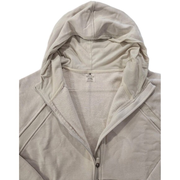 Danskin Half Zip Mixed Rib Cozy Hoodie Thumbhole Kangaroo Pocket Cream Women XXL - Picture 9 of 14